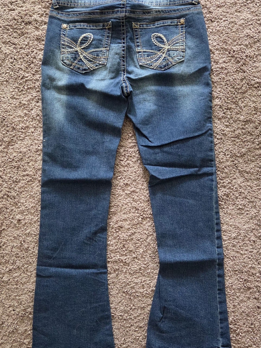 Wallflower Dark Blue Embroidered Back-Pocket Flare Jeans